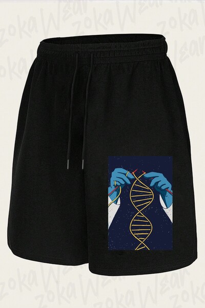 ZOKAWEAR Unisex Dna Spiral Knit Design Printed Shorts
