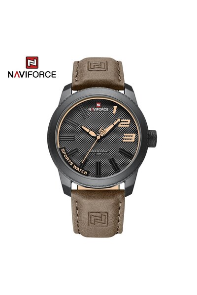 Choice ساعة يد رجالية رياضية NAVIFORCE رقم 9202L باللون الأسود والبني، مقاومة...