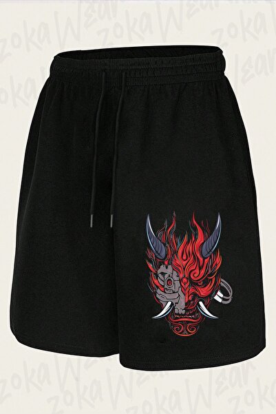 ZOKAWEAR Unisex Cyberpunk Samurai 2077 Oni Design Printed Shorts