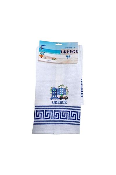 Tradesor Πετσέτα ποτηρόπανο Souvenir με κέντημα - Σετ 12pcs - Greece - 416136