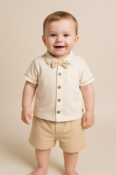 Kidaxi Organic Bow Tie T-Shirt Shorts Set