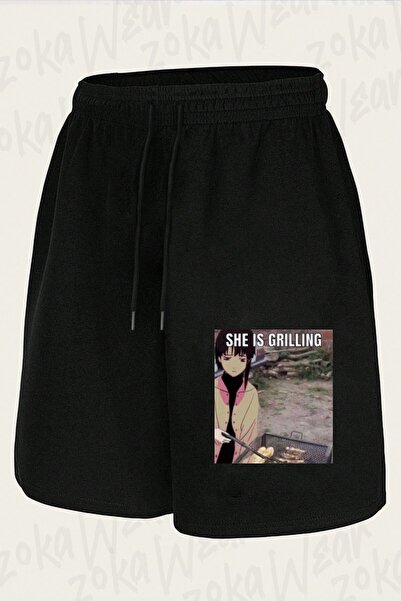 ZOKAWEAR Unisex Σορτς με στάμπα Serial Experiments Lain Grilling Design