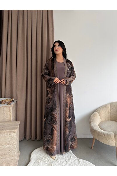 Missrosemoon Yeni Sezon Büyük Beden Tesettür 2’li Elbise Takım –Taş detaylı D...