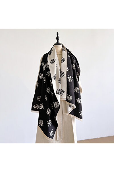 choice2 black Women's Elegant Double-Sided Floral Jacquard Pashmina Shawl - W...