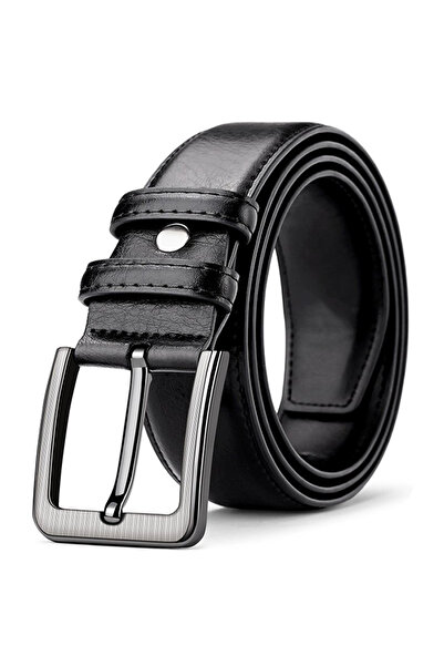 Choice5 120cm Black 3.8cm Men's PU Leather Alloy Pin Square Buckle Belt 120 1...