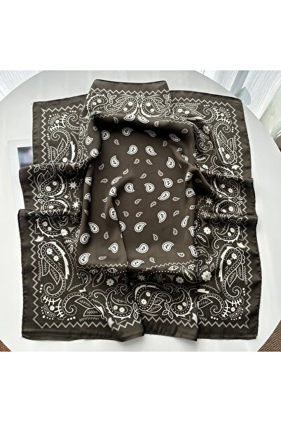 Choice1 FJ1231-3-Army Green Paisley Printed Square Scarf For Women Elegant Im...