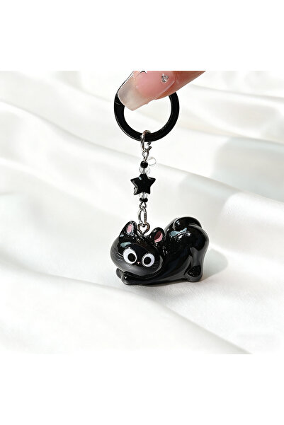 Choice Stretch Noter New Cute Black Cat Keychain Unisex Car Backpack Bag Char...