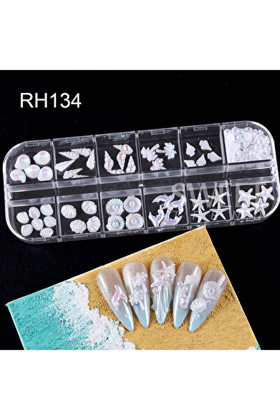 Choice RH134 SWEET TREND-12 قطع زينة أظافر ثلاثية الأبعاد بتصميم المحيط، أصدا...