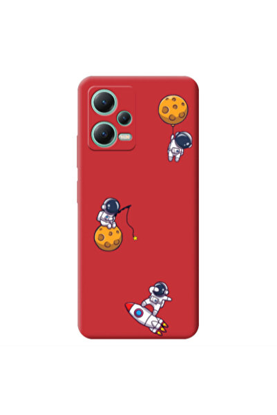 Other Xiaomi Redmi Note 12 Pro 5G Cute astronauts Red Colored Silicone TPU Θήκη