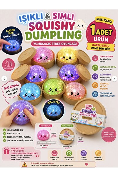 Gezinfini Hediyelik Büyük Boy Işıklı Simli Çin Mantısı| Light Glitter Dumplin...