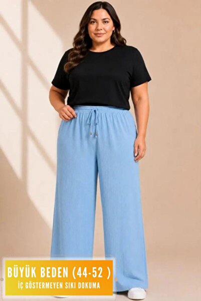 VELİZADE Women's Plus Size Comfort Model Elastic Waist Lycra Wrinkled Flexibl...
