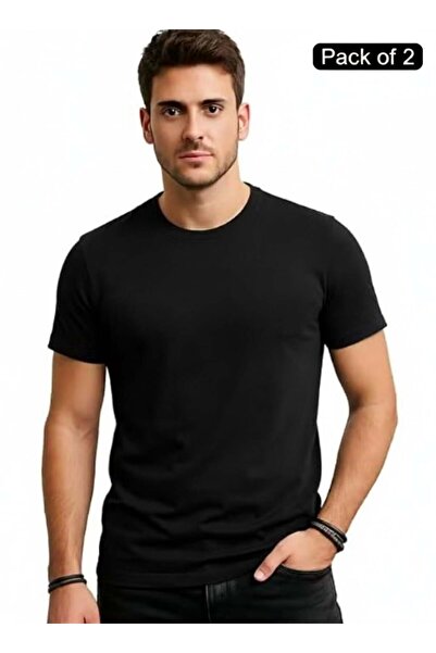 Generic Code Yellow Pack of 2 Premium Cotton Round Neck T-Shirt 180 GSM Bio-W...