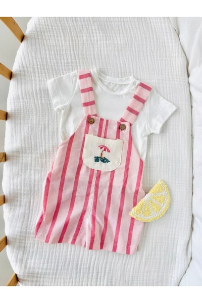 NUNU BABY Beach Çizgili Salopet Takım