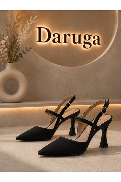 DARUGA حذاء زفاف أسود بكعب رفيع، حذاء خطوبة