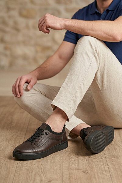 Walkenzo 613 Genuine Leather Stretch Lace-Up Casual Men's Shoes