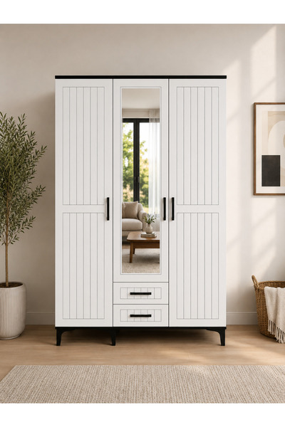 ORİDA HOME Luna 3 Kapaklı 2 Çekmeceli Mega Ölçü Dolap 120 Cm
