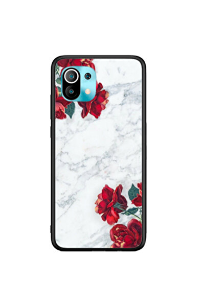 Other Xiaomi Mi 11 Lite Marble and roses Black Glossy Θήκη