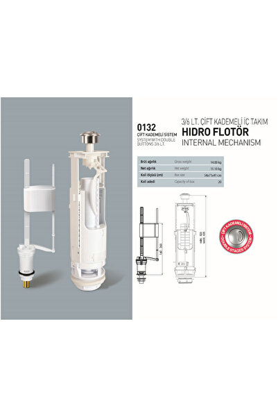 NKP İÇ TAKIM BASMALI ÇİFT KADEMELİ SİSTEM HİDRO FLOTÖR 3/6LT