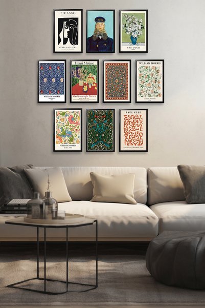 Erfa Concept Çerçeve Görünümlü 10 Parça MDF Tablo Seti Salon Duvarları İçin M...