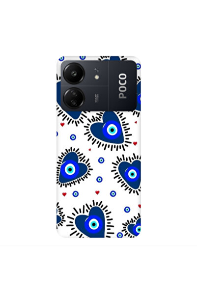 Other Xiaomi Poco C65 Heart evil eye beads Transparent Silicone TPU Θήκη