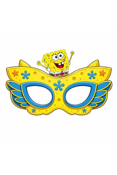 Partiden Sünger Bob Karton Parti Maskesi 6 Adet