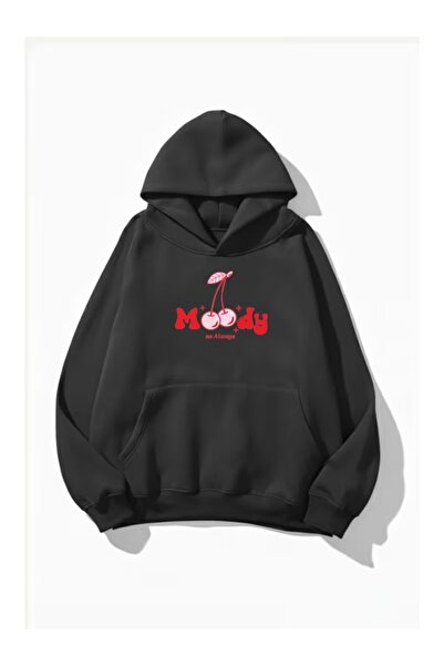 ZİYMO Women's Hooded Printed Relaxed Fit Sweatshirt