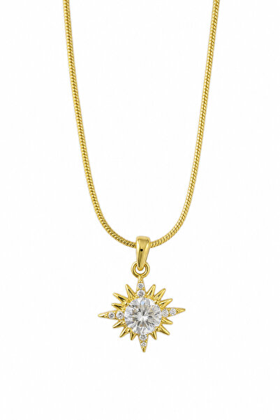Jack Ferrero Steel Star Design Stone Necklace Yellow Color Women's Necklace
