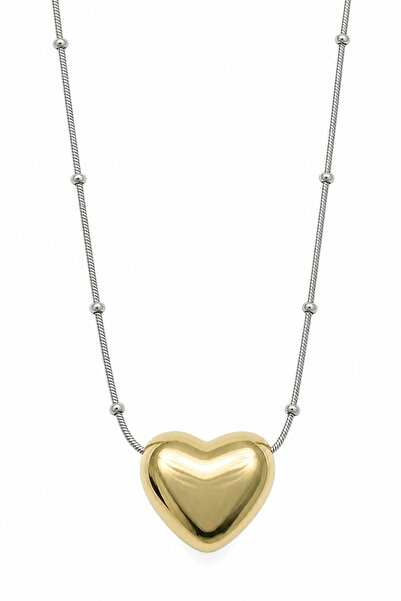 Jack Ferrero Heart Pendant Yellow Color Chain Necklace for Women Stylish and ...
