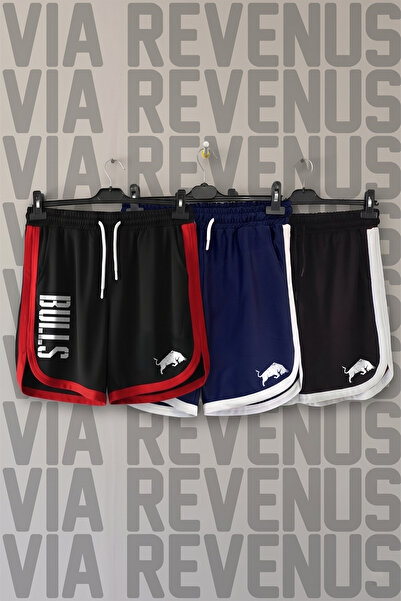 Vordevia Bulls Printed Unisex Retro Varsity Daily Training Sports Shorts 3-Pack