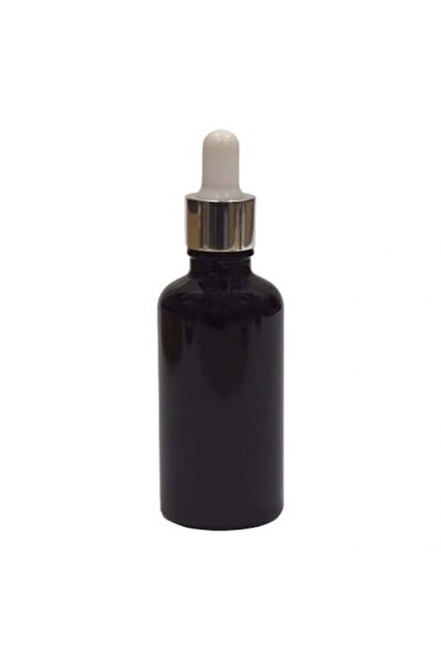 OEM Flacon de sticlă negru cu pipetă, capac argintiu pentru pipetă/gumă albă,...