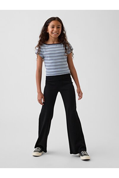 GAP Kız Çocuk Siyah Foldover Flare Leggings Tayt