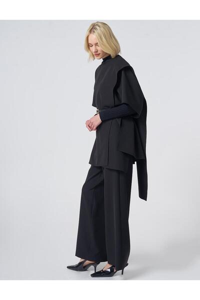 Kayra Belt Detailed Double Suit Set Black