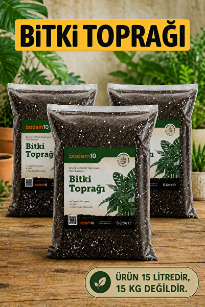 Badem10 Organik Cocopeat (5x3=15 LİTRE) Perlit Pomza Karışımlı Genel Bitki Çi...