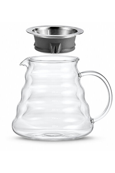 Generic V60 Heat Resistant Glass Coffee Server 600ml with Filter | Borosilica...