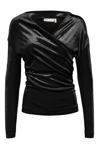 InWear Βελούδινη μπλούζα κρουαζέ Jofia - Μαύρο