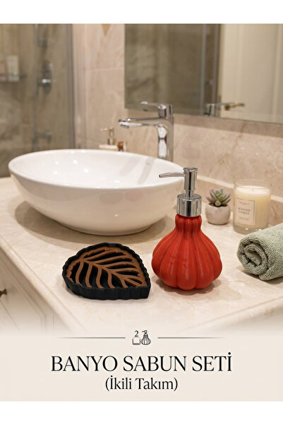 AHENDESIGN Modern Banyo Sabunluk Seti İkili Takım - Mutfak Lavabo Üstü Sıvı v...