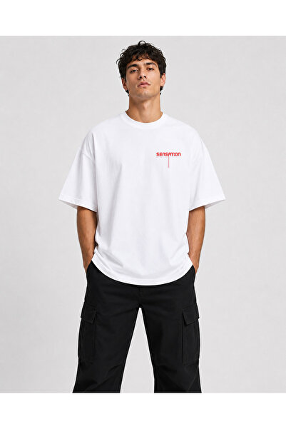 chaygoy Unisex Oversize Beyaz Tişört Generation %100 Pamuk