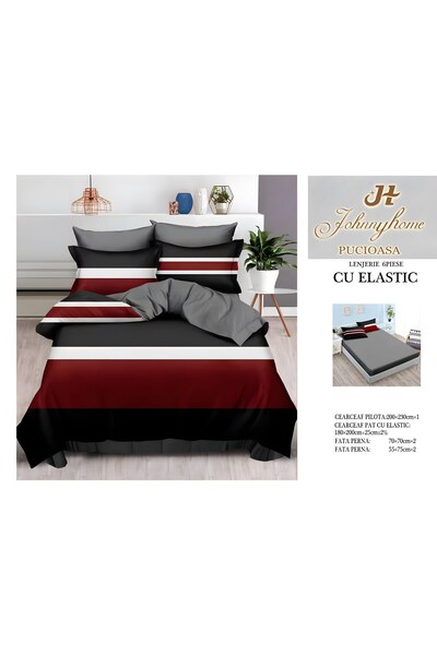 naniland.ro Lenjerie de Pat Bumbac Satinat 2 Persoane 6 Piese cu Elastic 180x...