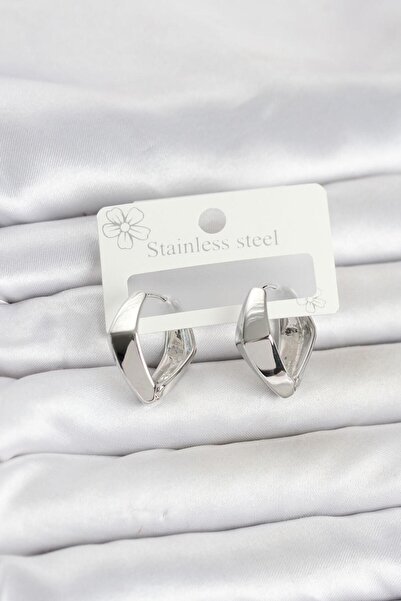 Generic Brand 316L Steel Silver Color Diamond Model Hoop Women's Earrings