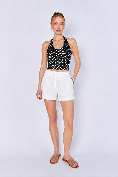 TENA Women's Black Halter Neck Polka Dot Blouse