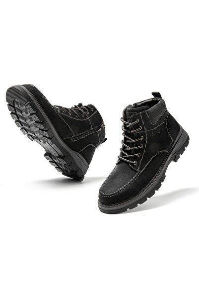 OEM Ghete de iarnă pentru bărbați, trekking, din piele, antiderapante, negre, 44