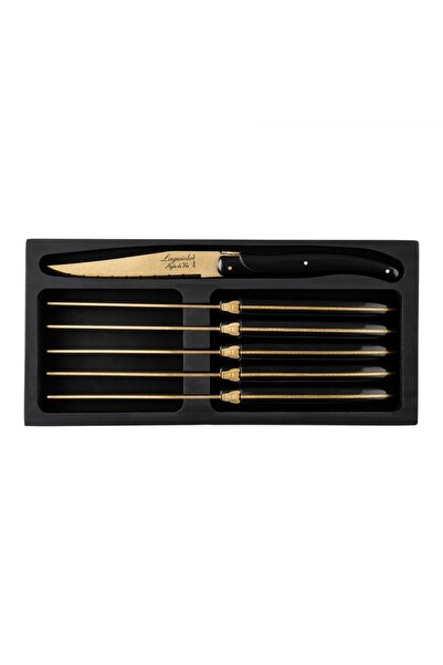 LAGUIOLE Set 6 cutite pentru fripturi Laguiole, auriu stonewash, manere negre...