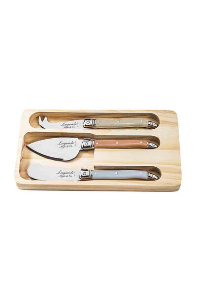 Style de Vie Set 3 cutite pentru branza Laguiole, Maro/Argintiu