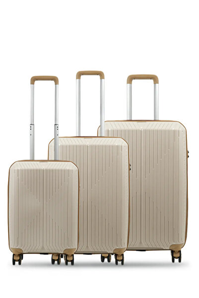GROUND Dikey Çizgili Sirius 3'lü Set Valiz 10728