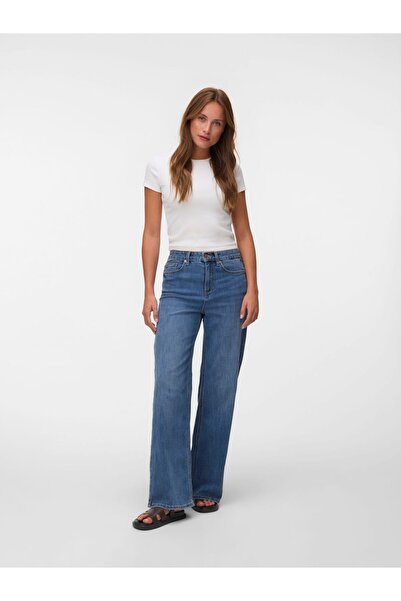 Vero Moda Weit geschnitten VMOLIVIA Hohe Taille Weiter Beinschnitt Jeans
