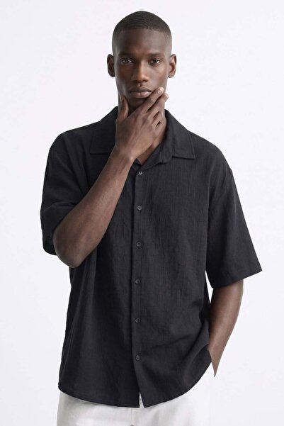 BARRELS AND OIL Men's Short Sleeve Oversize Aeorobin Shirt - Black