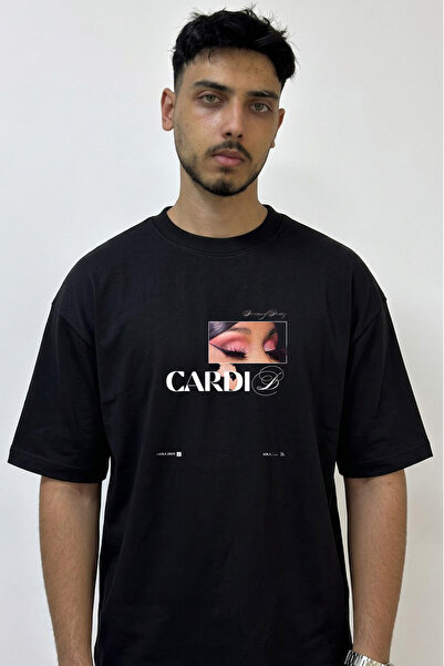 Anetos Cardi B_40 Design Printed Oversize Black T-Shirt