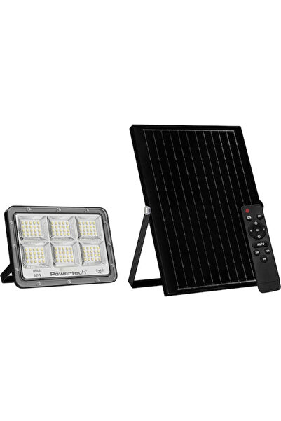 POWERTECH Αδιάβροχος Ηλιακός Προβολέας LED 60W Λευκό 4000K με Τηλεχειριστήριο...