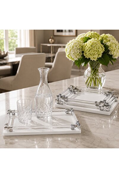 laverahome Luxury Serving Tray Set with a Modern Transparent Design and Elega...