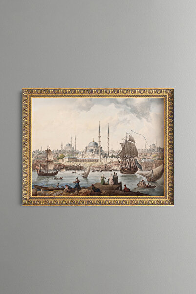 epiqart New Mosque and Istanbul Port - Vintage Patterned Painting - Fine Model